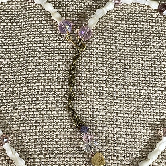 ⭐️Adorned Crown assemblage enamel flower mother of Pearl rose beads necklace - Picture 6 of 10